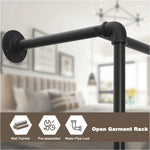 BukkitBow - Wandgemonteerd Kledingrek - Industriël / Vintage Stijl - Met Kledingrail en Plank - Robuust en Ruimtebesparend - 103x35x187cm