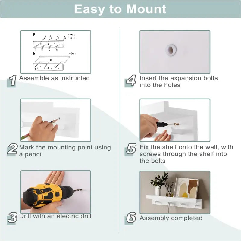 BukkitBow - Wandplank in Barokstijl - Stevig MDF Hout - Onzichtbare Installatie - Met 4 Haken