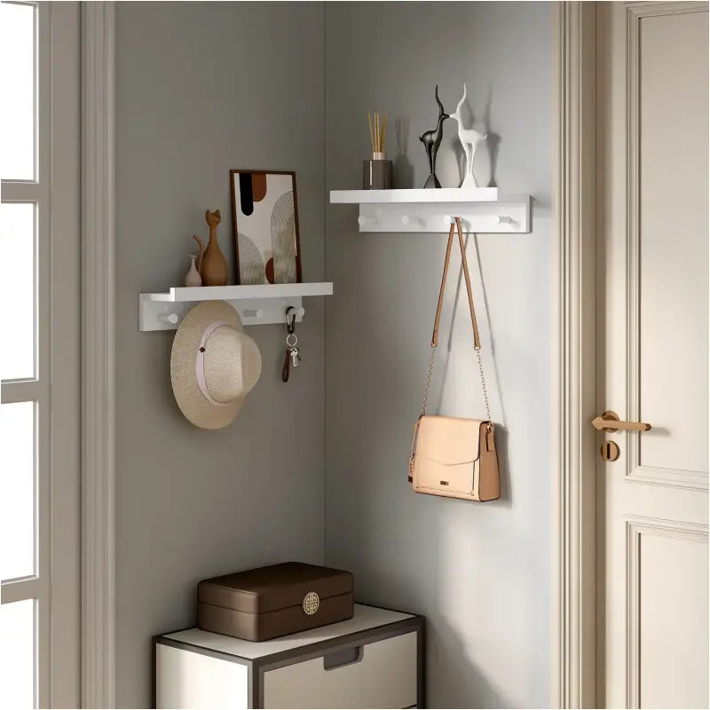 BukkitBow - Wandplank in Barokstijl - Stevig MDF Hout - Onzichtbare Installatie - Met 4 Haken