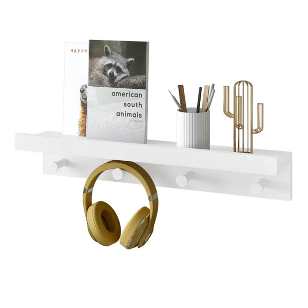 BukkitBow - Wandplank in Barokstijl - Stevig MDF Hout - Onzichtbare Installatie - Met 4 Haken